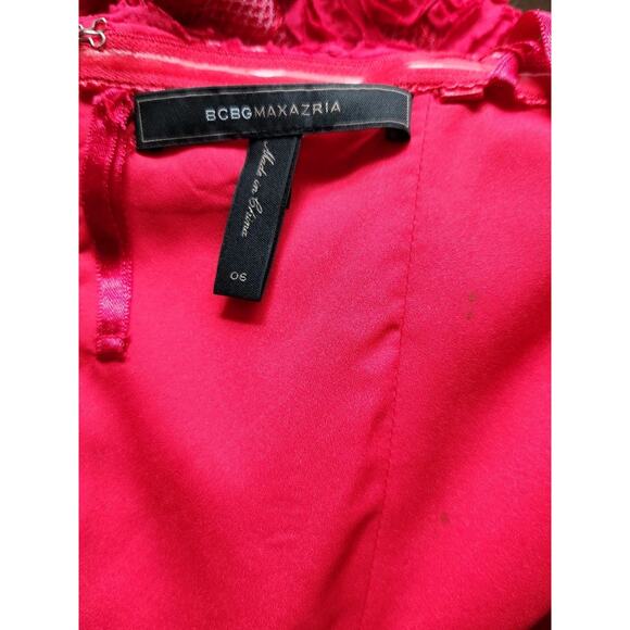 BCBGMaxazria Y2K Marina Red Mini Strapless Ruffle Hem Dress Women's Size 6 - Picture 7 of 13